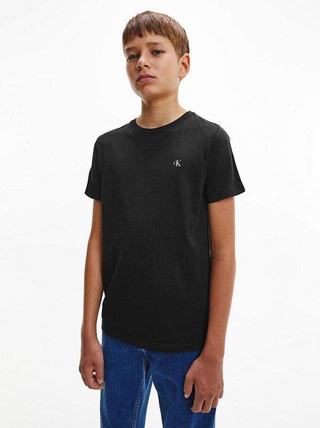 Calvin Klein USA Fitted Organic Cotton Logo Tape Boys T-Shirt Black 6075298-MV